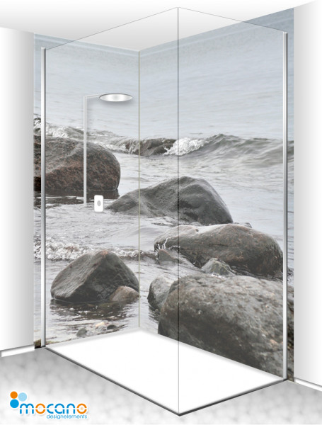 Steinige Brandung 176 - Duschrückwand [80x210, 120x210 - Eck Set ... Steinige Brandung 176 - Duschrückwand [80x210, 120x210 - Eck Set ...