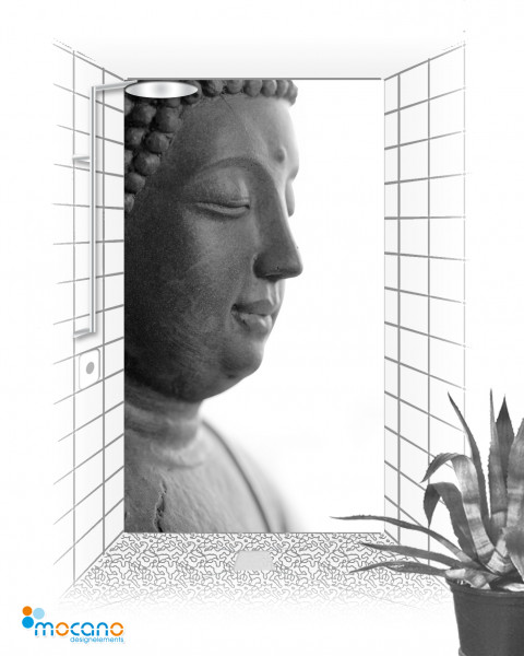 Buddha - 120x210cm Duschrückwand - Wohnbeispiel