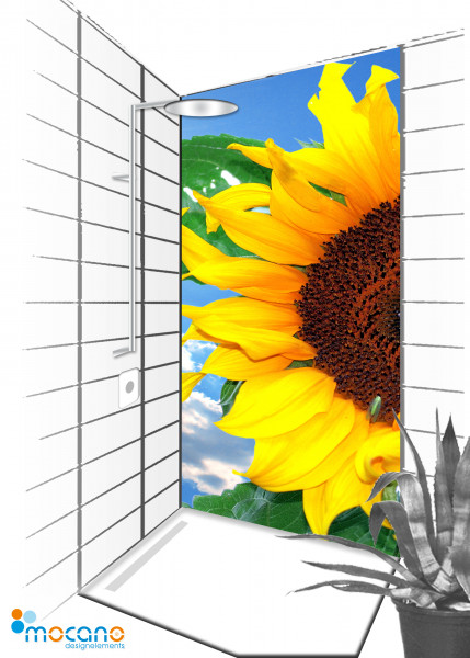 Duschrückwand Sunflower 7 - 90x210cm - Wohnbeispiel