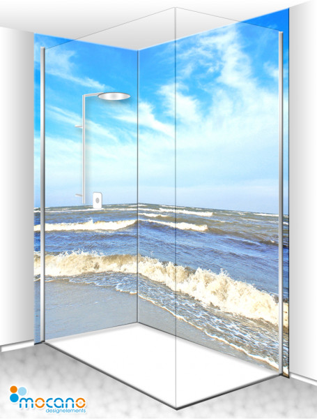 Duschrückwand Eck-Set Ostsee 3 200x210cm - Wohnbeispiel