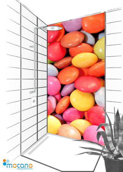 Duschrückwand Color Bonbon 90x210cm - Wohnbeispiel