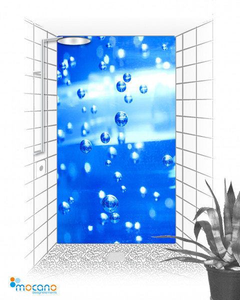 Wasserperlen - 120x210cm Duschrückwand - Wohnbeispiel