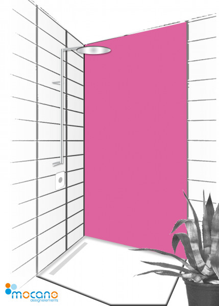 Duschrückwand Magenta 90x210cm einfarbig UNI - Wohnbeispiel