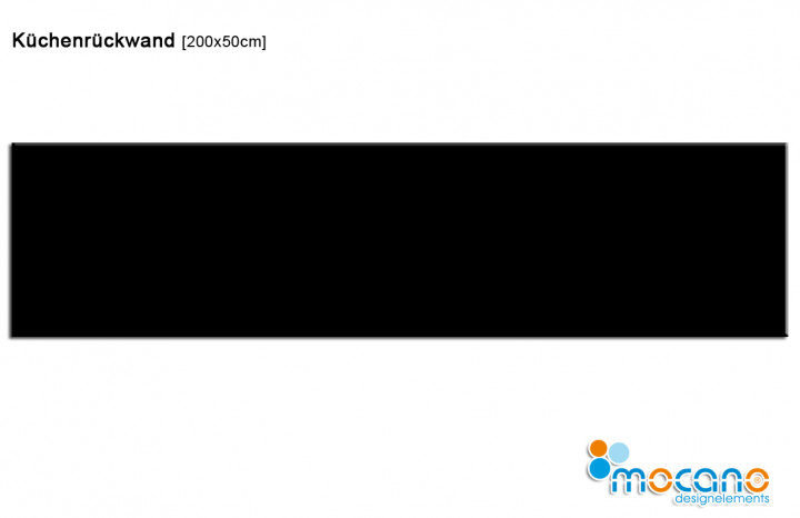 Schwarz - Küchenrückwand [200x50cm] | 200x50cm | Einfarbig UNI