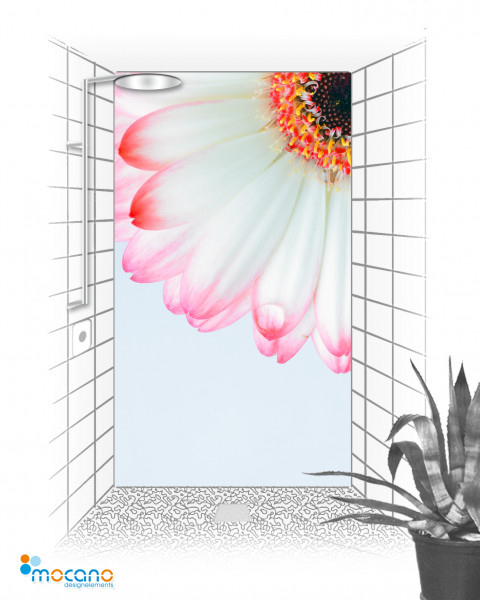 Sweet Gerbera 120x210cm Duschrückwand - Wohnbeispiel