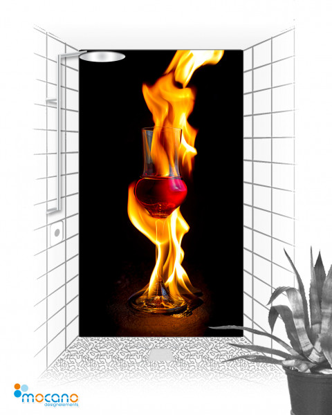 Burning Glass - 120x210cm Duschrückwand - Wohnbeispiel