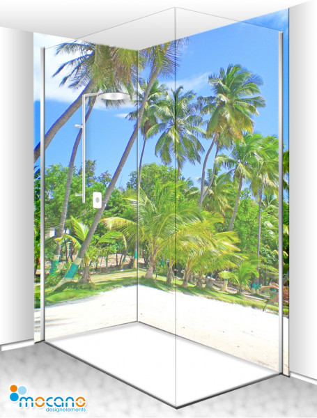 Duschrückwand Eck-Set Jacmel Haiti Insel 200x210cm - Wohnbeispiel