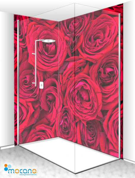 Duschrückwand Eck-Set Rote Rosen 200x210cm - Wohnbeispiel