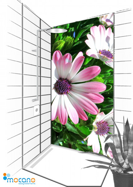 Duschrückwand Flower 29 - 90x210cm - Wohnbeispiel