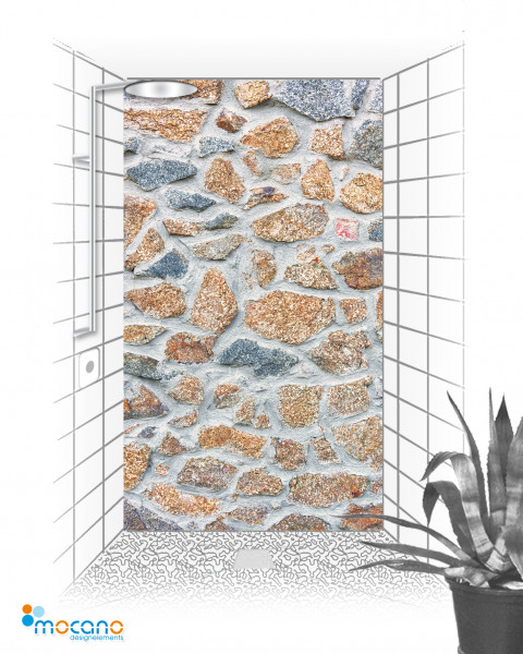 Granit Mauerwand - 120x210cm Duschrückwand - Wohnbeispiel