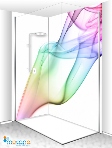 Duschrückwand Eck-Set Rainbow Smoke Art 200x210cm - Wohnbeispiel