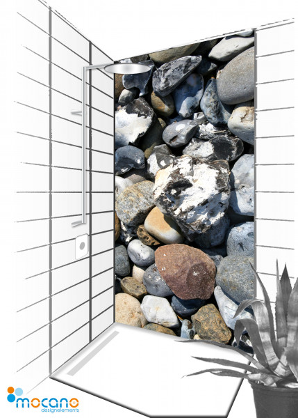 Duschrückwand Stones 10 - 90x210cm - Wohnbeispiel