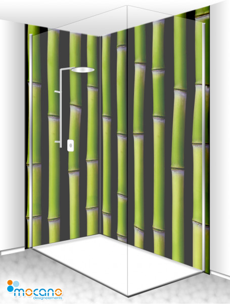 Duschrückwand Eck-Set Grüner Bambus 200x210cm - Wohnbeispiel