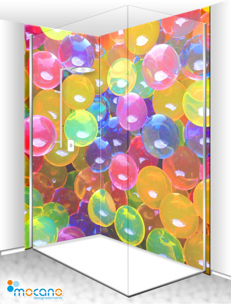 Duschrückwand Eck-Set Bunte Kugeln 200x210cm - Wohnbeispiel