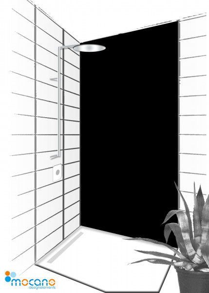 Duschrückwand Schwarz 90x210cm einfarbig UNI - Wohnbeispiel