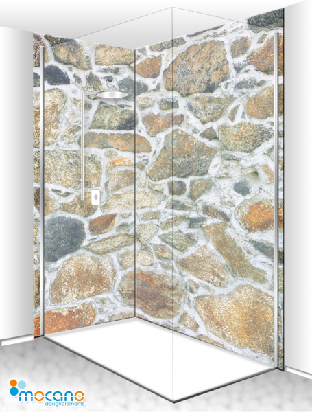 Duschrückwand Eck-Set Stone Wall 200x210cm - Wohnbeispiel