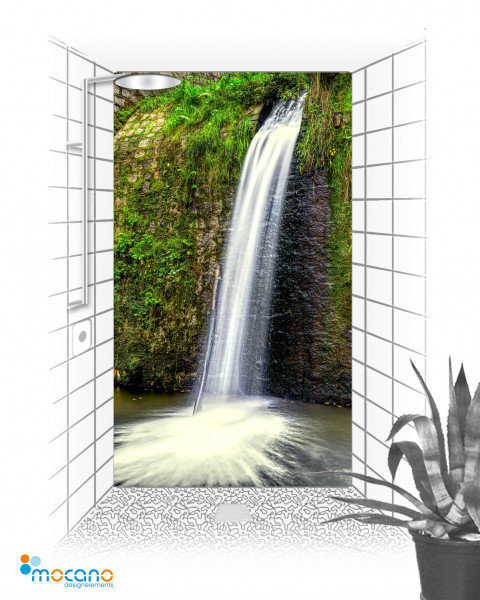 Wasserfall - 120x210cm Duschrückwand - Wohnbeispiel