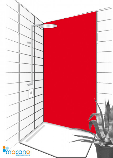 Duschrückwand Rot 90x210cm einfarbig UNI - Wohnbeispiel