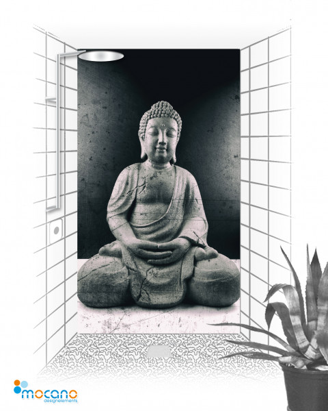 Buddha Old Style - 120x210cm Duschrückwand - Wohnbeispiel