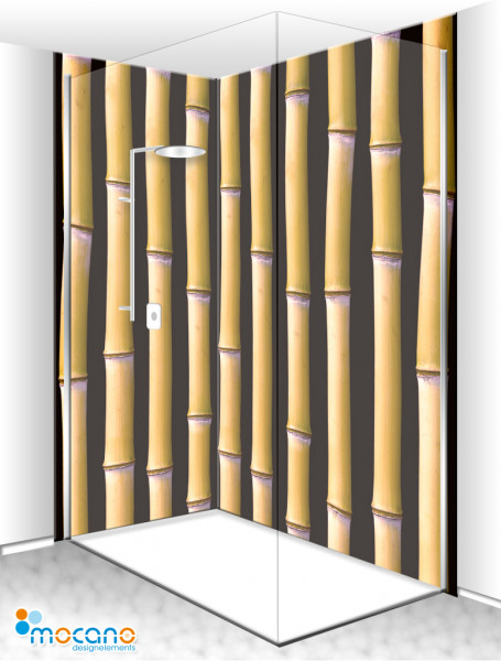 Duschrückwand Eck-Set Bambus classic 200x210cm - Wohnbeispiel