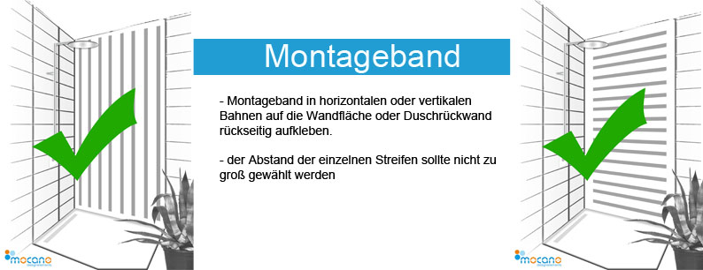 Duschrückwand Anbringung mit Montageband