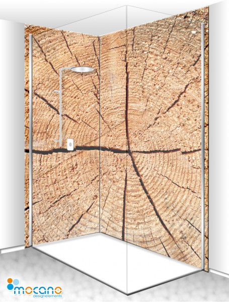 Duschrückwand Eck-Set Holzstruktur Fichte 2 200x210cm - Wohnbeispiel