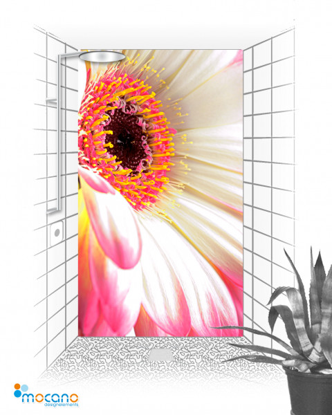 Inspiration Gerbera 120x210cm Duschrückwand - Wohnbeispiel